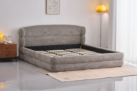 Lit rembourré au design moderne 2026, mobilier de chambre simple, lit en bois, vente en gros directe usine
