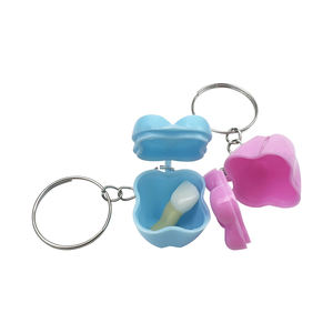 50 pièces/sac Boîte à dents de bébé en plastique Porte-clés, Forme de dent Boîte de rangement pour dents de lait pour enfants pour souvenirs et cadeaux de <span class=keywords><strong>collection</strong></span> - Product Image 4