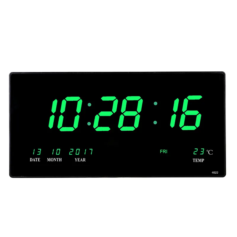 Недорогие Пластиковые светодиодные цифровые настенные часы с календарем и температурой
