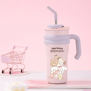 Summer Insulated Mini Ice Cup With Straw Portable Travel Drink Cup Cartoon Style For Home Office Car Use - Product Image 1