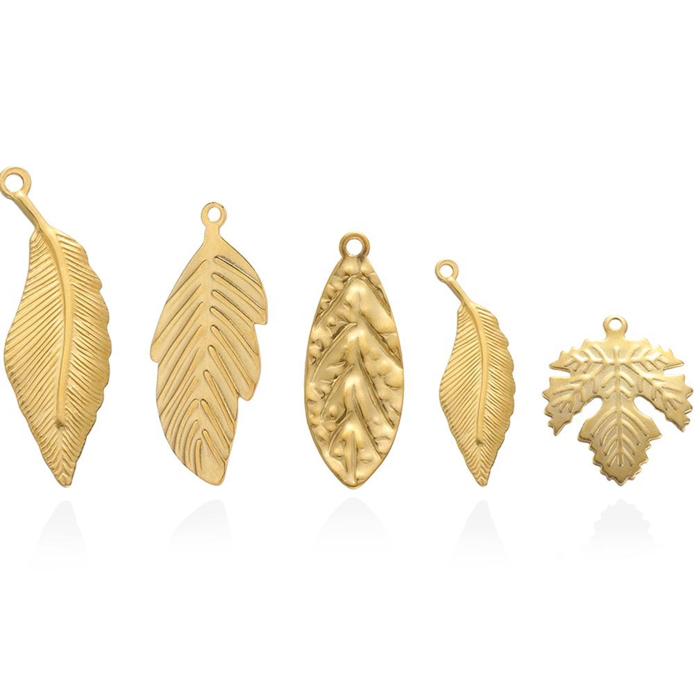 5Pcs Fashion Stainless Steel Various Leaf Styles Charms Pendants for  Jewelry Making DIY Necklace Earrings Findings Supplies