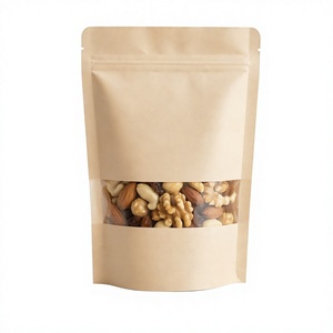 Sachet alimentaire refermable en papier kraft imprimé sur mesure avec fenêtre pour noix, bonbons et fruits secs - Product Image 3