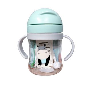 Tazza con cannuccia da 250 ml a forma di cartone animato per bambini e neonati, tazza per imparare a bere, borraccia con cannuccia e manico a sfera gravitazionale, tazza per l'alimentazione - Product Image 1