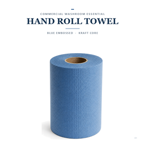 6 Pack <b>Blue</b> Jumbo <b>Hand</b> Roll <b>Towel</b> Bulk Shrink Wrapped Disposable - Product Image 2