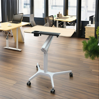 Bureau pour ordinateur portable ergonomique moderne à hauteur réglable, avec vérin hydraulique et manivelle pneumatique, design en bois, mobilier de bureau