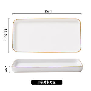 OEM ODM Assiette Blanche Buffect Plato cuadrado apilable de porcelana duradera blanca Plato de cena rectangular de cerámica blanca - Product Image 3