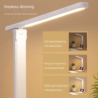 Lampe de Bureau LED USB, Trois Températures de Couleur, Luminosité Réglable en Continu, Pliable avec Support Téléphone Portable, Rechargeable