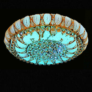 Chambre à coucher Plafonnier Encastré Véritable Corne d'abondance Motif Lustre Lumières Cristal Lotus Pétales Plafonnier - Product Image 1