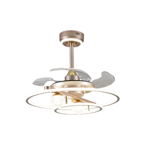 Ventilador de techo moderno y sencillo para sala de Estar, comedor, 5 aspas, cama inteligente, control remoto, CC, CA, motores de vidrio - Product Image 1