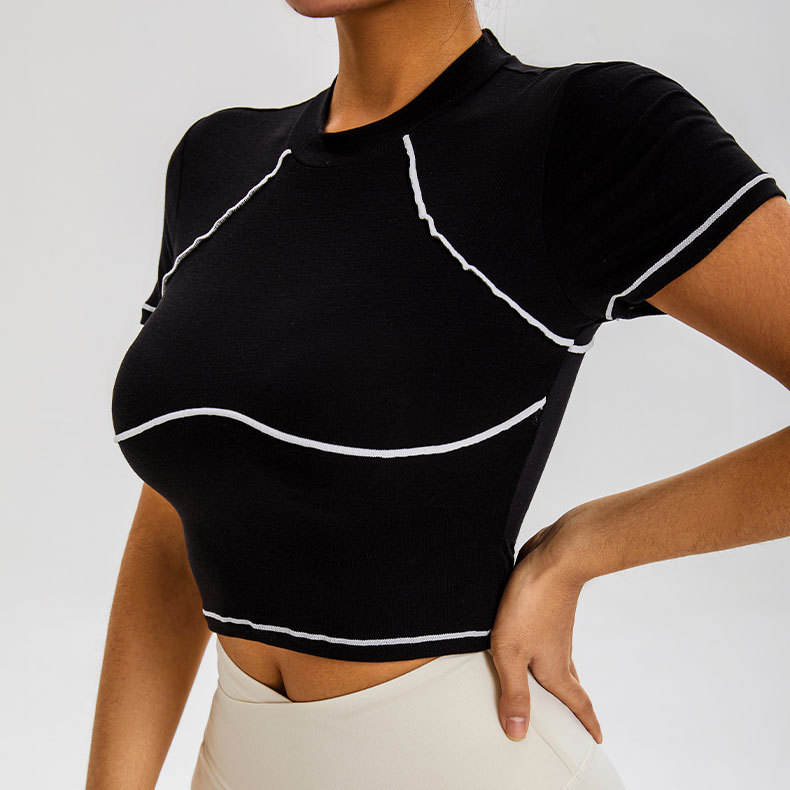 JY High Elastic Women Exercise Tops Cool Feeling Yoga Sports Tops for Women Short Sleeves O-Neck Gym Fitness Tops for Women