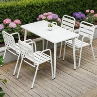 Ensemble de table et chaises de bistrot en aluminium coulé anti-rouille moderne pour extérieur, jardin, terrasse, véranda, bord de piscine, hôtel et salon