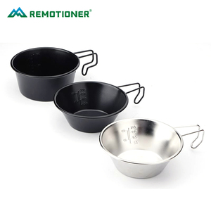 Ciotola da Campeggio Portatile con Logo Personalizzato (MOQ: 50 PEZZI) - Tazza Sierra in Acciaio Inox 304 con Manico per Appendere, Ideale per Escursionismo e Cucina all'Aperto - Product Image 1