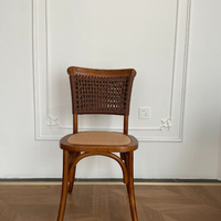 Nouvelle Chaise Nordique Rétro Minimaliste 2026, Fauteuil en Rotin Fait Main, Chaise de Salle à Manger en Bois Massif, Chaise de Loisirs en Rotin Tressé et Saule