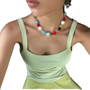 Handmade Colorful stone Bead <b>Necklace</b> Fashion Statement Jewelry for Women Boho Ethnic <b>Long</b> <b>Necklace</b> - Product Image 1