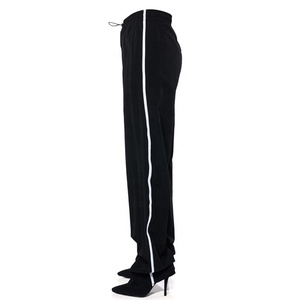 Botas de pantalón de mujer de talla grande 45, de ajuste holgado y pierna ancha, personalizadas, hasta el muslo, con rayas blancas y tacones de aguja - Product Image 3