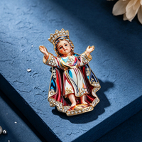 Broche en métal personnalisée avec figurine religieuse enfant, émail et strass incrustés, pour la décoration de vêtements