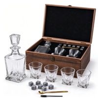 Ensemble de carafe à whisky personnalisée avec logo, 4 verres et pierres, dans un coffret cadeau en bois pour hommes, vente en gros aux États-Unis