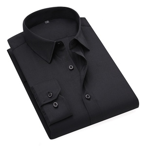 Camicia da <span class=keywords><strong>uomo</strong></span> quattro stagioni in flanella bianca tinta unita a maniche lunghe vestito aderente stile abbigliamento Business taglie forti - Product Image 2
