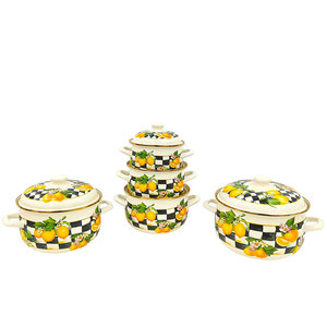 Juego de 3 Ollas de Cocina de Esmalte con Estampado de Limón Personalizado Boyang, con Dos Asas con Recubrimiento Dorado - Product Image 5