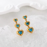 Pendientes de Zirconia en Forma de Corazón de Acero Inoxidable Chapado en Oro de 18K con Certificación CE, Regalo para el Día de San Valentín