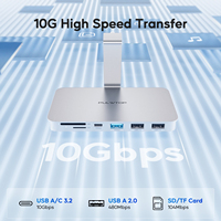 Hub USB C PULWTOP para iMac de 10 Gbps, Compatible con M1/M3/M4, 2 USB-A 2.0, Lector de Tarjetas SD/TF para iMac de 24 Pulgadas y Studio Display, Plateado