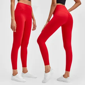 HOHE QUALITÄT! Ankunft Lulu Lemon Align Stoff Hohe Taille Nylon Spandex Material Yoga Fitness Leggings Plus Size Neue feste Farben