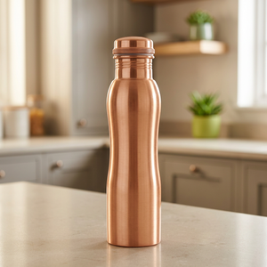 Bouteille d'eau de boisson de sport isolée Bouteille d'eau en cuivre pour visites et voyages Acier inoxydable à double paroi-Artisanat indien - Product Image 4