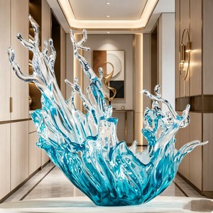 CP014 Abstract Weather Proof Clear Resin Sculpture Polyresin Split Open Splash Wave Art Decor for Villa <strong>Hall</strong> Five <strong>Star</strong> Hotel - Product Image 1