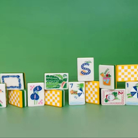 Jeu de tuiles de Mahjong américain, thème Plage Tropicale, en acrylique, tuiles à trois couches, BAM DOT CRAK, lettres anglaises, dos à motif damier, cadeau