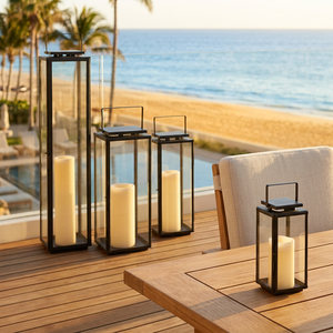 Wholesale Black Stainless Steel Modern Handmade Durable <b>Candle</b> <b>Holder</b> <b>Lanterns</b> for Christmas Home and Outdoor Decorations - Product Image 1
