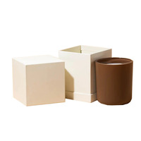 Boîtes d'emballage de luxe personnalisées avec logo pour bougies en papier, pots avec couvercle et ensemble de boîtes carrées rigides en carton noir et blanc vides en gros