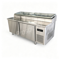 Équipement de cuisine commerciale en acier inoxydable, tables de préparation de pizzas sous comptoir, réfrigérateur pour bar à salades, préparation de sandwichs