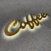 Enseigne lumineuse personnalisée pour café, logo mural, lettres halo, décoration lumineuse blanche pour café