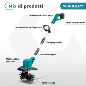 YOFIDRA-Motoculteur <span class=keywords><strong>électrique</strong></span> sans balais de 1500W pour la culture du sol, outil <span class=keywords><strong>électrique</strong></span> pour la batterie 21V 18V - Product Image 4