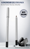 Crayons Eyeliner Gel 8 Couleurs avec Taille-Crayon, Fabricant Professionnel, Effet Noir Mat, Crayon Eyeliner Imperméable