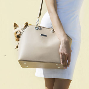 Kustom Logo kerikil kulit mewah wanita hewan peliharaan anjing kucing tas perjalanan tas Tote tangan dompet - Product Image 4