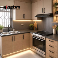 Sistem Kabinet Dapur Modern High Gloss dengan Finishing Melamin Modern untuk Dapur Modular, Renovasi Lemari Dapur