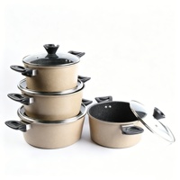 Ensemble de casseroles modernes en granit antiadhésif, casseroles de cuisson à induction professionnelles avec couvercles en verre trempé, ustensiles de cuisine gain de place