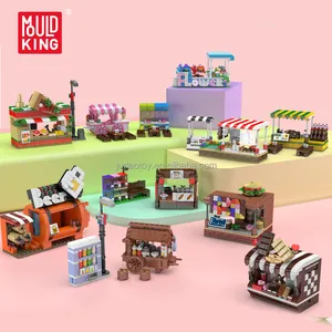 Moule King 24025-24034 Mini Street View série Building Block Bricks Sets Small Plastic Creative puzzle Block toys For kid gifts