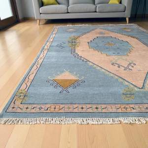 Blue Hand Knotted Area <b>Rug</b> <b>Pastel</b> <b>Rug</b> Wool Handmade Bedroom Living Room Dining Area Office Trending Hand Knotted Wool <b>Rug</b> - Product Image 6