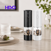 Moulin à sel et à poivre électrique, lot de 2, rechargeable par USB, noyau en céramique de qualité alimentaire, lumière LED, moulin à épices réglable, acier inoxydable