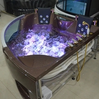 Baignoire de massage en acrylique d'angle Foshan Whirlpool, blanche, pour 2 personnes, avec baignoire à remous, design européen, drain et robinet inclus, hôtels