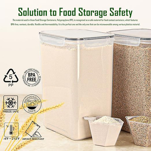 2個セット 9.5L特大食品保存容器 蓋付き 気密＆積み重ね可能 キッチン収納ジャー 小麦粉、米、シリアル用 - Product Image 5