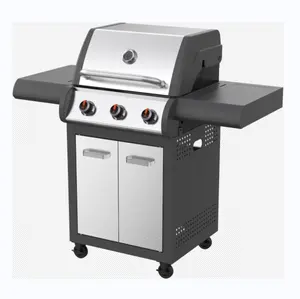 Professional Chef Deluxe Outdoor Garden Kitchen Gas BBQ Grill Stainless Steel with Side Burner Designed for Barbecue