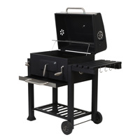 Barbecue à charbon de bois en acier à hauteur réglable robuste enduit de poudre pour pique-nique Camping Patio Backyard Cooking