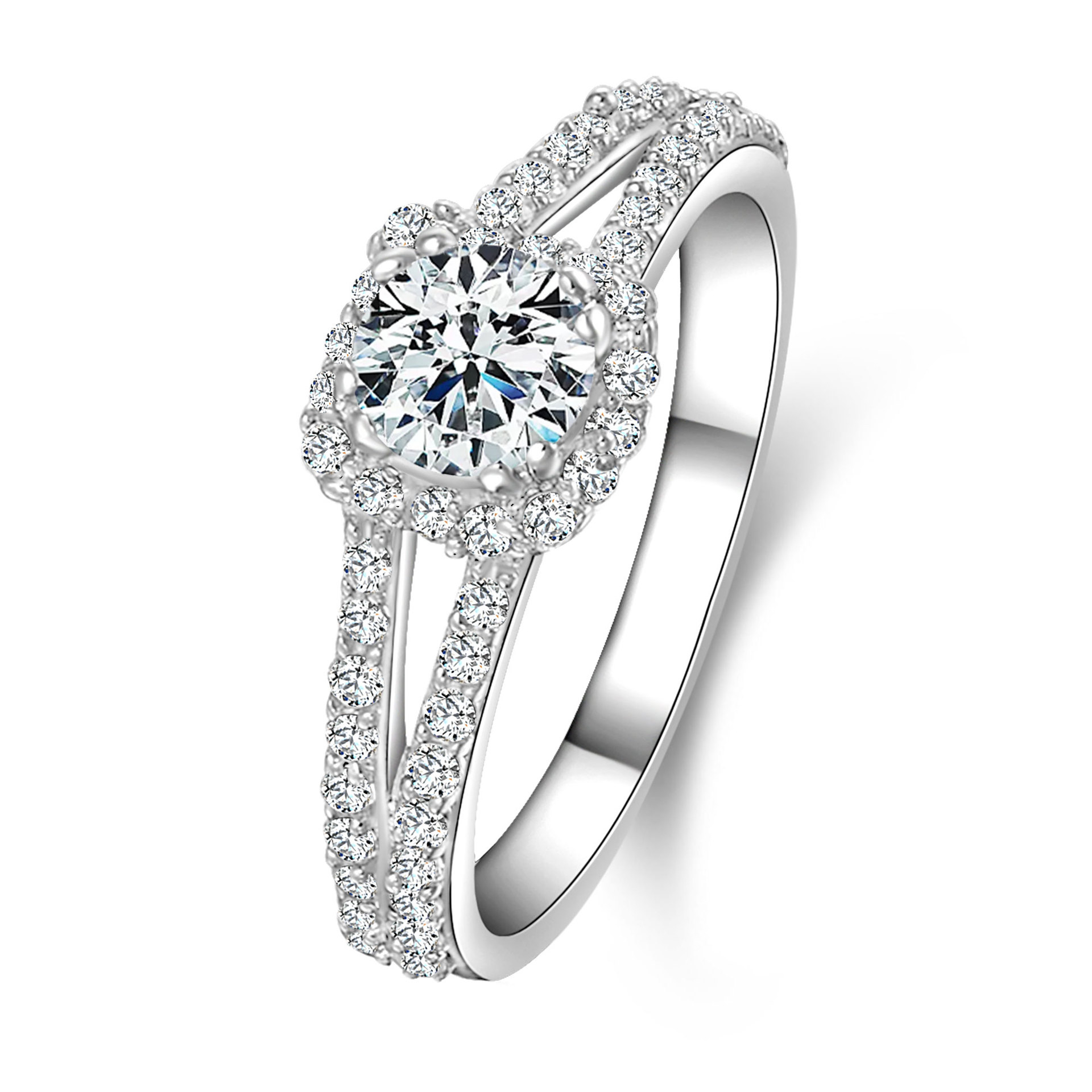 Bague diamant carrée double bras[KWhite]