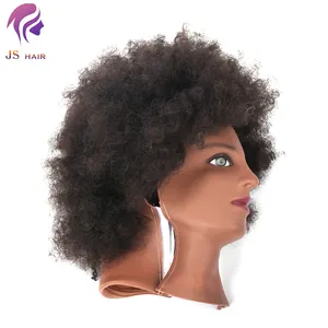 Cabeça de treinamento de cabelo natural sem orelha, cosmetologia afro manequim, cabelo cacheado, boneca, cabeleireiro para prática