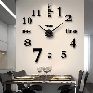Moderne Frameloze Grote Vintage Metalen Art 3D Horloges Uur Diy Decoraties Thuis Wall Clock Voor Woonkamer Slaapkamer
