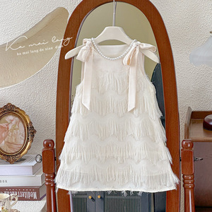 Abiti Estivi per Bambine 2026, Nuovo Stile, Vestito con Bretelle e Nappine, Gonna Principessa con Fiocco per Neonata - Product Image 2
