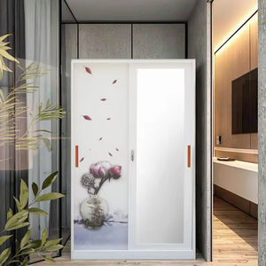 Armoire moderne en métal à 4 portes nouvelle impression élégante chambre à coucher rangement 2 tiroirs du <span class=keywords><strong>bas</strong></span> anti-insectes maison armoire atelier <span class=keywords><strong>mobile</strong></span> - Product Image 1